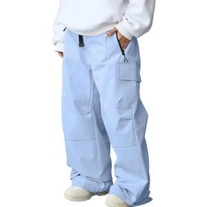 Oymyakon Women's Baggy Snow Pants Waterproof Insulated Ski Pants Loose Warm Snowboard Ski Bibs Pants (Large, Lightblue)