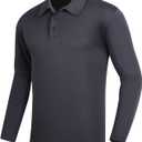 Men's Golf Polo Shirts,1 Pack/4 Pack Long Sleeve Quick Dry Athletic Casual Performance Collar Shirts for Men (Gray, L)