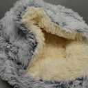 ShinHye Cat Bed Round Plush Fluffy Hooded Cat Bed Cave, Cozy for Indoor Cats or Small Dog beds, Soothing Pet Beds Doughnut Calm Anti-nxiety Dog Bed - Waterproof Bottom Washable (2020inch, Grey)