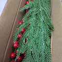 HyeFlora 15 PCS Norfolk Pine Stems with Red Berries Branches,19 Inch Christmas Real Touch Artificial DIY Pine Needles,Faux Cedar Pines Greenery Branches Picks for Vase for Wreaths Garlands Home Dcor