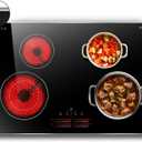 30 Inch Electric Cooktop Karienvir, 7100W Electric Stove 4 Burners, 30" Cooktop Built in with Glass Protection Metal Frame, Safety Locks & Timers, 240V Hard Wire (No Plug)