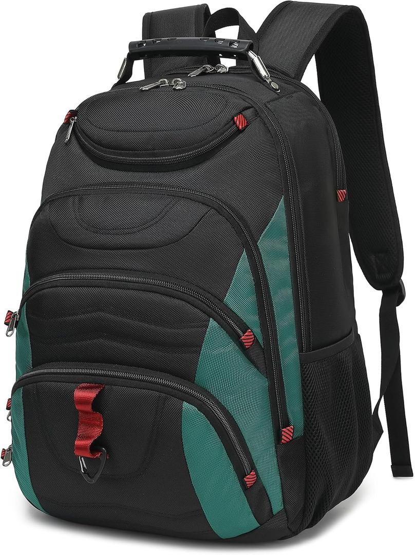 Boavan Laptop Backpack for men, 17.3 inch Laptop Bag with USB Port, Waterproof Travel Work Backpack Purse, Anti-Theft Teacher Nurse Doctor Casual Bookbags Office Business backpackBlack&Deep Juniper