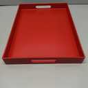 SforGUVA Serving Tray for Coffee Table, Rectangular Plastic Decorative Tray with Handles for Entertaining, Outdoor Patio, Living Room, Ottoman, Bathroom Counter, 11.8”*15.7”*1.6”, Red