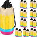 18 Pcs Pencil Drawstring Bags Back to School Gift Bags 4 x 12 Inch Preschool Teacher Appreciation Gift Decoration Party Favors for Teacher Kindergarten Graduation Classroom Birthday Party