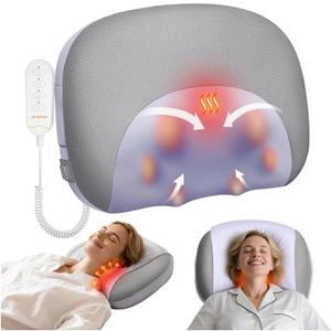 Neck Massager Pillow with Heat : Cordless Neck Massager for Pain Relief Deep Tissue - Rechargeable Massage Pillow 3 Intensity & Heating Daily Comfort for Desk Workers Women Men at Home Use