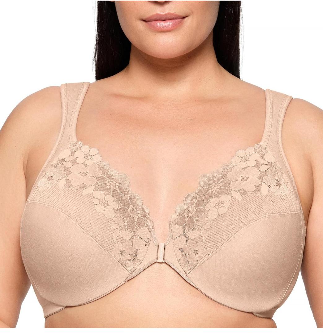 Glamorise Women's Front-Close Cotton Wonderwire Underwire 1241 size 44 C