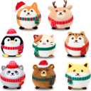 Aoriher 8 Pcs Christmas Mini Stuffed Animals 3.15 Inch Stuffed Animals Ornaments Bulk Colorful Woodland Animal Keychain Operation Christmas for Xmas Party Favor Stocking Fillers(Cap and Scarf)