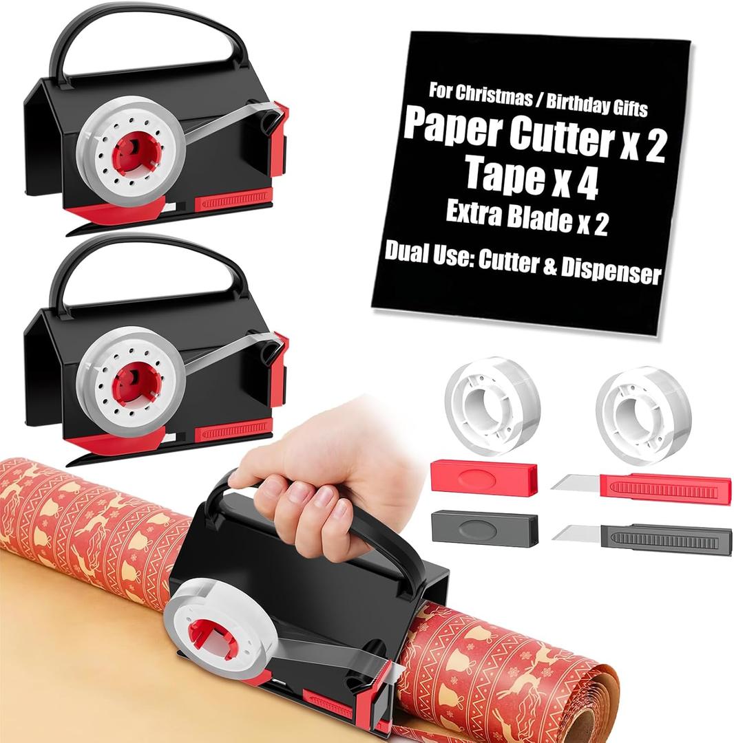 Wrapping Paper Cutter, Decoration Roll Papers Gift Wrap Cutting Tool for Birthday Thanksgiving Christmas, with Handle Easy Sliding 1-Pack Black