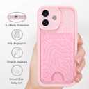 MZELQ Compatible with iPhone 17 Case 2025 Silicone Card Holder, Cute Pattern Wave Ripple Cover for Girls Women -Pink