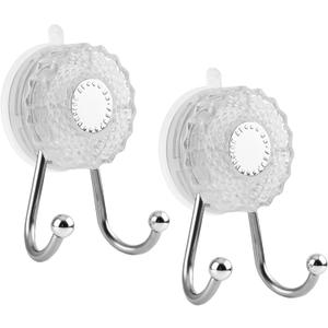 Suction Cup Hooks for Shower, Wreath Hangers,Towel,Suction Hooks for Glass Windows Door,Bathroom,Shower Wall(2pack-Transparent)