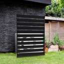 38" W x 60" H Air Conditioner Fence Screen, 1 Panels Metal Privacy Fence for Outside Unit, Pool Equipment Enclosure Trash Can Fence, No Dig Backyard Fencing for Outdoor, Black