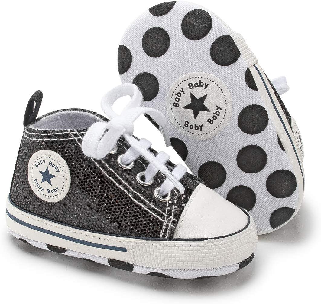 KIDSUN Tutoo Unisex Baby Boys Girls High Top Sneaker Soft Anti-Slip Sole Newborn Infant First Walkers Canvas Denim Shoes