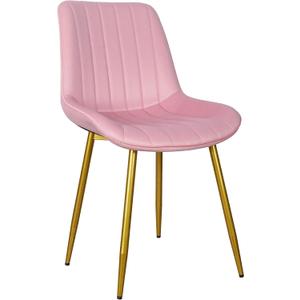 VECELO Dining Chairs Set of 4, Velvet Fabric & Metal Frame, Mordern Style for Kitchen, Living Room,Offcie, Pink