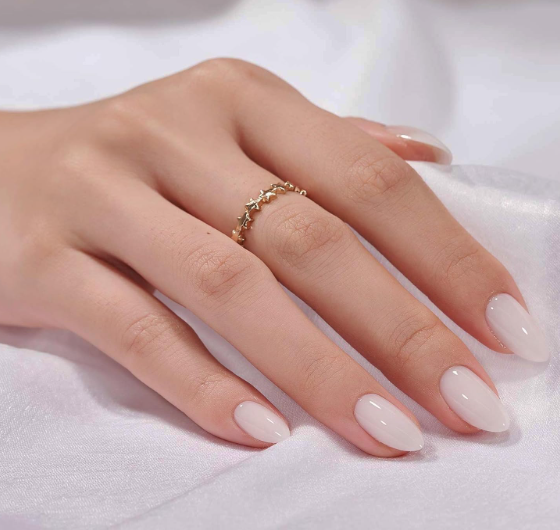 BTArtbox White Press On Nails Short  Soft Gel Press on Nails Almond, White Glue on Nails with Nail Glue, Reusable Stick on Nails in 16 Sizes, Cream Puff
