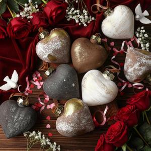 Simgoing 12 Pcs Neutral Valentine's Day Heart Ornaments 3.54 Inch Rustic Plastic Brown Heart Ornament Shatterproof Farmhouse Primitive Antique Modern Valentines Day Decor for Christmas Tree Home Decor