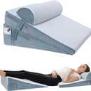 Bed Wedge Pillow for Sleeping, 3 Pcs Adjustable Height 4.5&7.5&12 Inch Triangle Pillow Wedge for Post Surgery, Acid Reflux, Snoring, Legs Pain Relief (Gray)