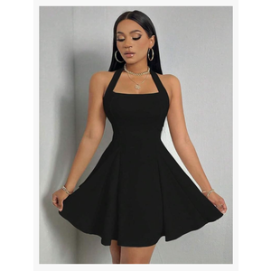 Narecte Womens Summer Dress Halter Neck Sexy Dress Casual Dresses for Women Backless A-line Mini Dress Cute Dresses size XL