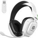 SKAPENDY 2.4GHz Wireless Gaming Headset for PS5, PS4, Switch, Mac, PC, Ultra-Low Latency, 50+ Hr Battery, Stereo Sound Bluetooth Gaming Headphones for PlayStation 4 Accessory Kits (Classic Black White)