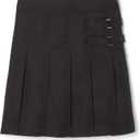 French Toast Girls' Adjustable Waist Pleated-Front Two-Tab Scooter Skirt (16, Black)