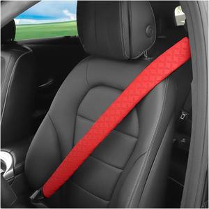 2 x 2PCS Extra Long Car Seatbelt Cover, 29.53 inches Soft Leather Vehicle Safety Seat Belt Strap Cushion, Comfortable Auto Shoulder Neck Chest Protection Pads Accessories, Extremely Long (Red)
