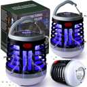 2 Pack 3 in 1 Bug Zapper USB Rechargeable Mosquito Killer Portable Waterproof Mosquito Repellent Outdoor Indoor LED Lantern Bug Zapper Camp Light SOS Emergency Light for Home, Backyard (2, Black)