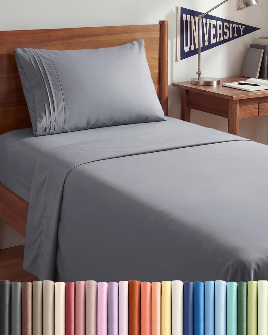 Twin XL Size 3 Piece Sheet Set - Comfy Breathable & Cooling Sheets - Hotel Luxury Bed Sheets for Women & Men - Deep Pockets, Easy-Fit, Soft & Wrinkle Free Sheets - Steel Blue Oeko-Tex Bed Sheet Set