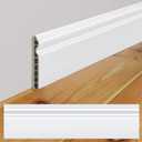 Briwooody 10 Pcs 39.4 x 3.5 Inch Wall Baseboard Molding Trim PVC Skirting Board Wall Base Accent Cove Base Easy DIY Installation for Room Office, Installed with Glue Not Include (Classic Style, White)