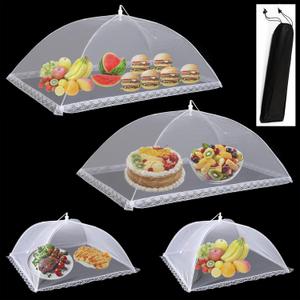 Food Covers for Outside Mesh - 2 Jumbo 40"x24" & 2 Pack 17"x17" Heavy Duty Umbrella Outdoor Food Tent Net, Foldable Food Cover for Long Tables, Picnic, Keep Tiny Bugs Fly Away, Food Nets for Outdoors