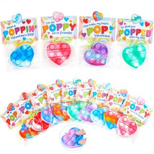 JOYIN 30 Packs Valentines Day Gifts for Kids, Heart Pop Bubble Keychain with Valentines Day Cards for Kid School Classroom Exchange Prize, Stress Relief Fidget Toy for Girl Boy Valentine Party Favor