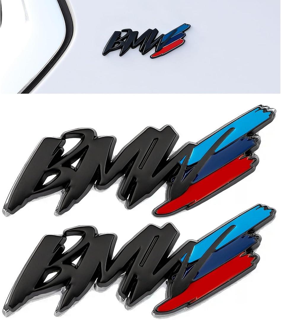 2 Pack Car Sport Stickers, Metal 3D Badges Sticker for BMW Emblem Logo Decals for BMW X3 X5 X7 X1 X6 X2 X4 3 5 7 8 2 6 4 1 M Series iX Z4 XM Car Decoration Accessories (Black)