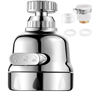 Kitchen Faucet Head Replacement, 360° Faucet Extender 3 Mode Adjustable Kitchen Faucet Spray Universal Aluminum Adapter Anti -Splash Kitchen Sink Accessories