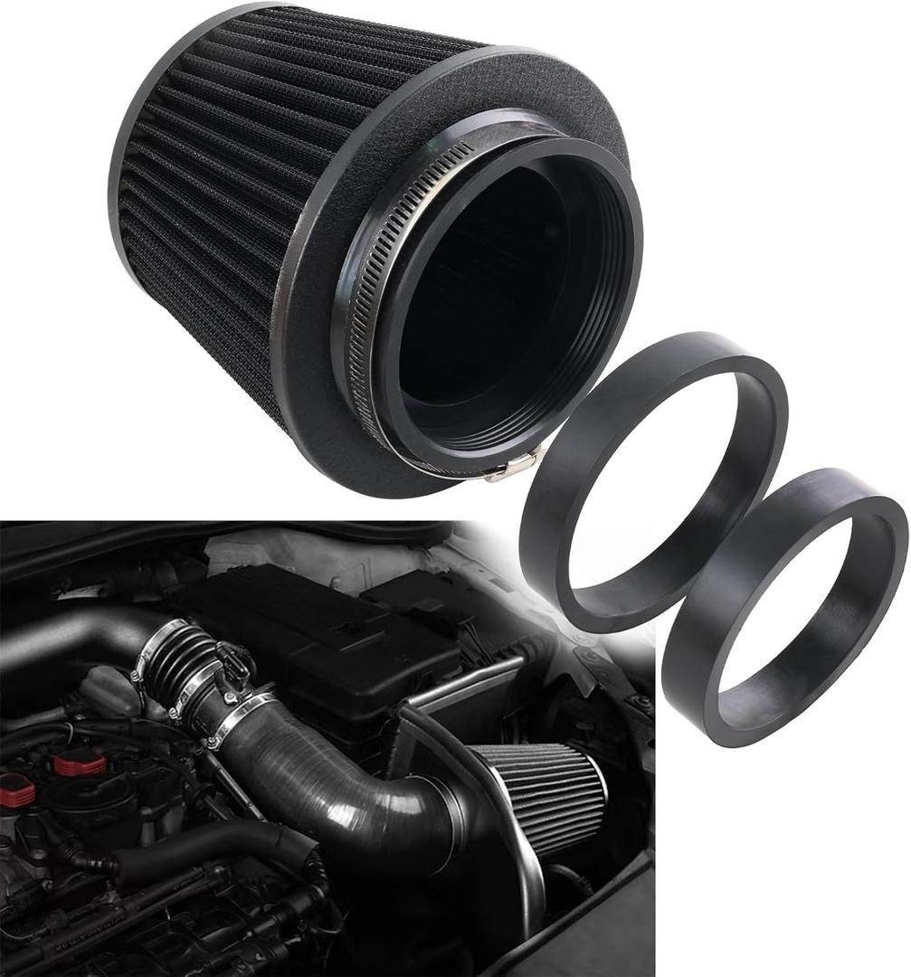 Universal Air Intake FilterClamp-On Filter Three Different Size 76MM/3" 89MM/ 3.5"102MM/4" High Flow Round Tapered Air Intake Cone Filter Compatible with Car Truck and Motorcycle