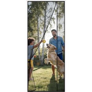 Sunolga Magnetic Screen Door Fits Door Size 38 x 97 Inch, Actual Screen Size 40 x 98 Inch, Reversible Left Right Side Opening, Sturdy Polyester Mesh Curtain Hands Free for Patio, Sliding Door, Black