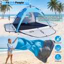 Pop Up Beach Tent Sun Shade Shelter with Extended Sand Mat for 3-4 Person - UPF 50+ UV Protection, 3 Zippered Doors & Vent Windows Easy Set up Beach Shade Tent