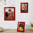 Fun Memories 4x6 Enamel Picture Frame with HD-Tempered Glass, Gold Metal Edge with Easel, Vertical & Horizontal Display, Wall and Tabletop Display Family Photo Gallery (Red Enamel,1P)