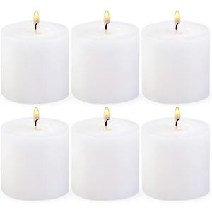 6 Pack 3x3 Inch Pillar Candles, Unscented Column Candles for Home Restaurants Spa Church Weddings, Smokeless Dripless and Clean Burning Emergency Candle - White