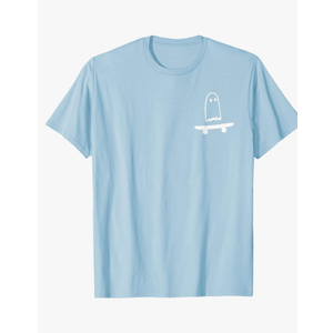 Port & Company Ghost Skateboard Lazy Halloween Costume Funny Skateboarding T-Shirt M Baby Blue