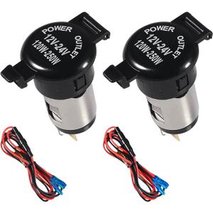 3 x Car Cigarette Lighter Socket, 12V Auto Cigarette Lighter Adapter with Extension Cable & Waterproof Cover, Universal Power Outlet Socket Replacement for Car Truck SUV Boat Motorcycle (2Sets)