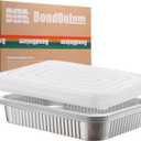 Aluminum Foil Pan with Lids, Heavy Duty Disposable Aluminum Baking Pans, 14.57"10.63" Steam Table Pans for Cooking, Heating, Storing, Prepping Roasting and Chafing (5 Pack Silver w/Lids)