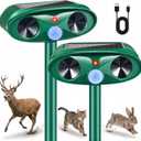 2Pack Upgraded Ultrasonic Deer Repellent for Plants Solar Animal Repellent Outdoor with Motion Sensor for Rabbit Cat Deterrent Raccoon Squirrel Fortress Pro Keep Pests Out of Yard Farm