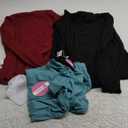 Oakgarden 3 Pack Women's Turtleneck Cotton Shirts, Long Sleeve Ribbed Lettuce Trim Mock Neck Slim Fit Tops Soft Base Layer, M