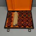 Wowwoody 1.88inch Mahogany Chines Chess Gift Box Set Xiangqi  Chines Traditional Xiangqi Classic Educational Strategy Board Games 2 Players Travel Game Set with Wooden Box and Leather Chessboard