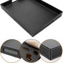Ranslen Serving Tray with Handles, 20 x 16 Inch Candle Holder Tray for Ottoman Coffee Table, Breakfast, Decorative Black Tray Home Decor