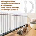 Hosuly Banister Guard 15 x 3 ft Balcony Netting for Kids Pets Stairway Safety Net Baby Fence Door Balcony Netting Safety Mesh Stair Net with No Drilling for Apartment Railing(White)