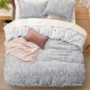 Bedsure Twin/Twin XL Duvet Cover - Reversible Grey Duvet Cover Set with Zipper Closure, 2 Pieces Cute Floral Patterned Bedding Set with 8 Corner Ties and 1 Pillow Sham