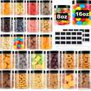 Large & Small Plastic Jars Combo (24 Pack) 12 Large 16 oz & 12 Small 8 oz Leak-Proof Clear Containers with Lids, Mason Jars, Perfect for Storing Spices, Cookie, Candy, Slime and Dry Food, Empty Jars