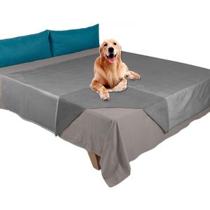Ameritex Pet Bed Blanket Reversible 100% Waterproof Velvet Super Soft for Sofa and Bed (82x102 Inches, Light Grey+Grey)