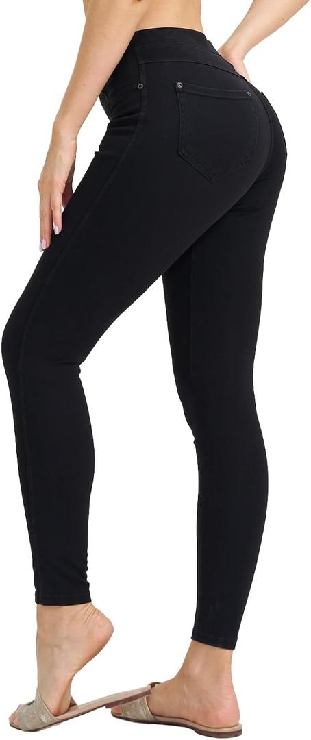Stretchy Jeans for Women Pull On Jeggings Tummy Control Skinny Leggings with Pockets Trendy Casual (2XL/3XL)