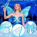 VEKDA Fairy Wings for Girls Women with Magic Fairy Wand Butterfly Costume Accessories for Halloween Cosplay Party (Blue)