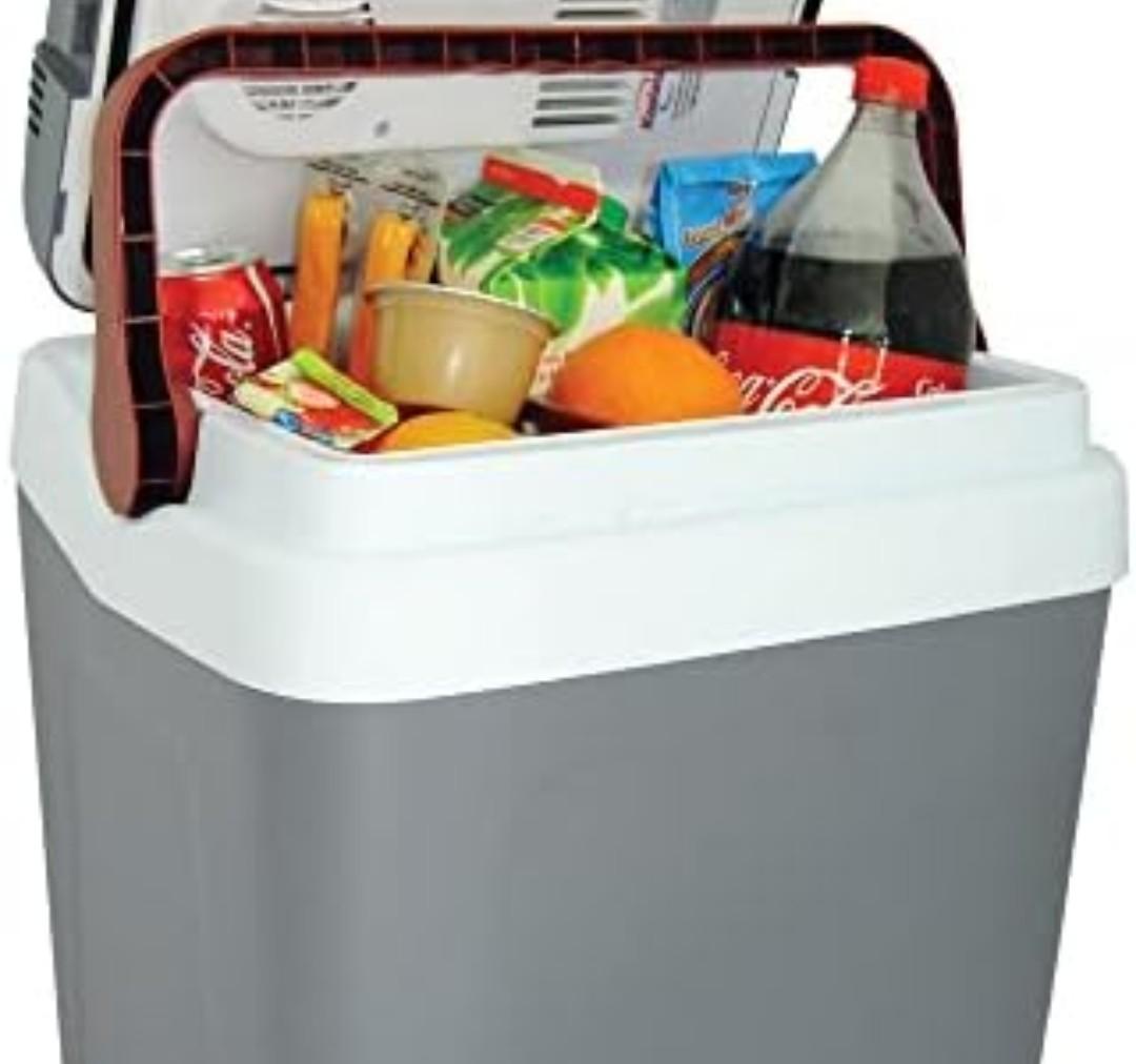 Koolatron Electric Portable Cooler Plug in 12V car Cooler 25 L (26 qt), No Ice Thermo Electric Portable Fridge for Camping, Travel Road Trips Trucking with 12 Volt DC Power Cord, Gray/White.